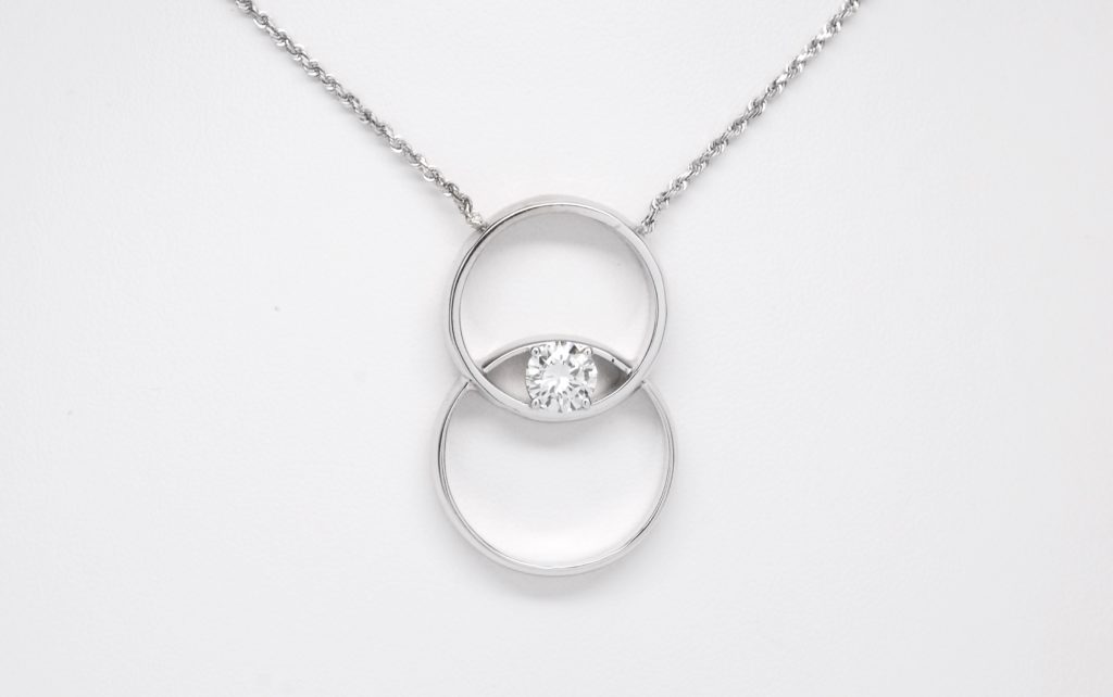 Custom Diamond Remembrance Necklace 14k White Gold