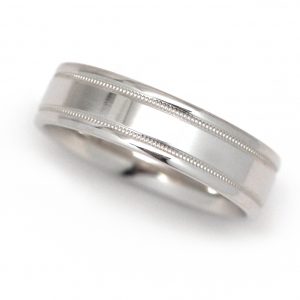 Men's Wedding Band 14k White Gold 6mm