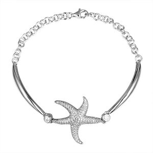 Starfish Bracelet Bangle Sterling Silver CZ