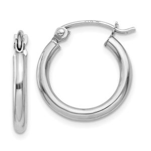 Small Hoop Earrings 14k White Gold 2mm