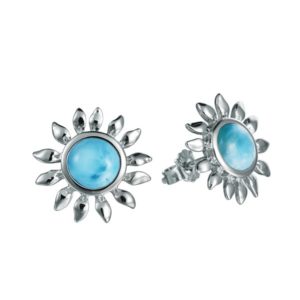 Sunflower Larimar Earrings Sterling Silver