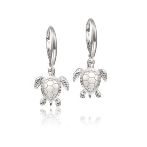 Turtle Earrings Leverbacks Sterling Silver