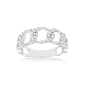 Curb Link Band w/ Diamonds 2/5ctw 14k White Gold