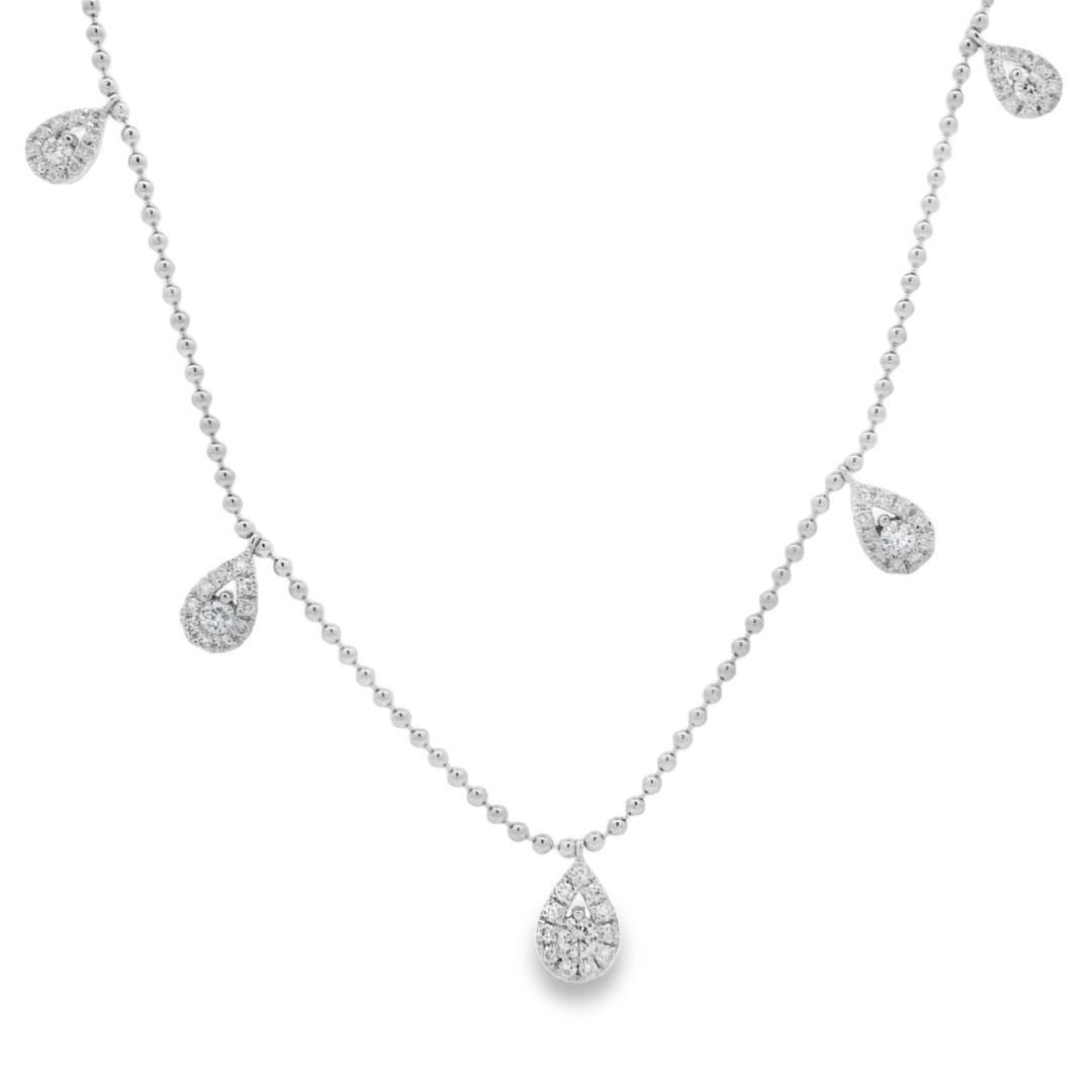 Diamond Necklace w/ Dangle Sections 18k White Gold