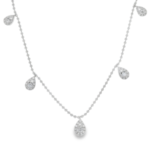 Diamond Necklace w/ Dangle Sections 18k White Gold