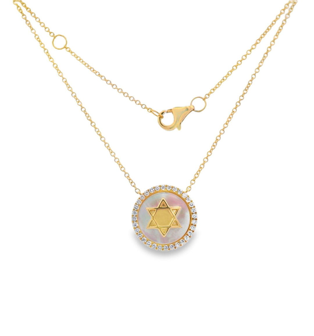 Star of David Pendant w/ MOP, Diamonds 18k Yellow Gold