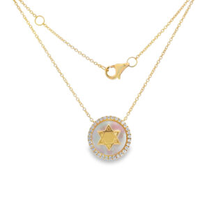 Star of David Pendant w/ MOP, Diamonds 18k Yellow Gold