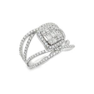 1.28ctw Free-Form Diamond Cluster Ring 18k White Gold - 6