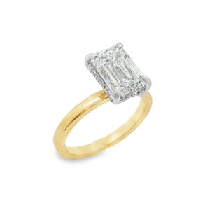 3ct Emerald Cut Lab Grown Diamond Engagement Ring 14k Two-Tone Gold