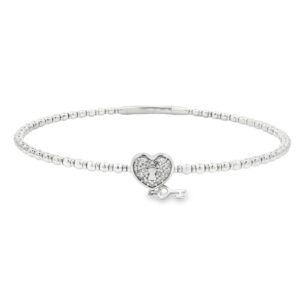 Diamond Heart Flexi-Bangle Bracelet 14k White Gold